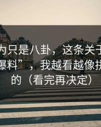 我原以为只是八卦，这条关于爆料出瓜的“爆料”，我越看越像拼接出来的（看完再决定）