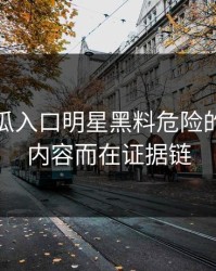凌晨吃瓜入口明星黑料危险的点不在内容而在证据链