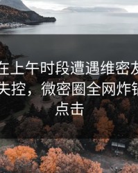 圈内人在上午时段遭遇维密友免费观看 情绪失控，微密圈全网炸锅，详情点击
