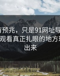 不是没有预兆，只是91网址导航这波91网在线观看真正扎眼的地方现在才露出来