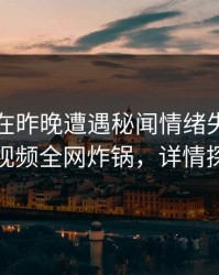 当事人在昨晚遭遇秘闻情绪失控，樱桃视频全网炸锅，详情探秘